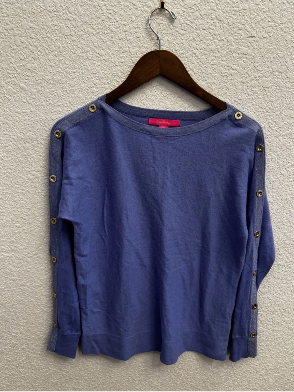 Lilly Pulitzer Women’s Periwinkle Blue Boatneck Knit Button Sweater XS